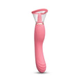 Le wand lick 3 in 1 vibrator pink silicone suction cup toy with ergonomic g spot silicone tongue and metallic ring oral stimulation