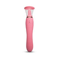 Le Wand Lick 3 in 1 vibrator pink with silicone tongue, ergonomic g spot design, clear head, and rose gold accent ring for oral stimulation