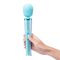 Le Wand Massager All That Glimmers Blue is a light blue glittery wand massager with a smooth rounded head and metallic ring, ideal for women’s health femtech