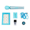 Le wand massager all that glimmers blue sparkling light blue wand massager with rounded head and three buttons for women’s health femtech