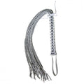 White grey leather corset flogger with silver braided whip