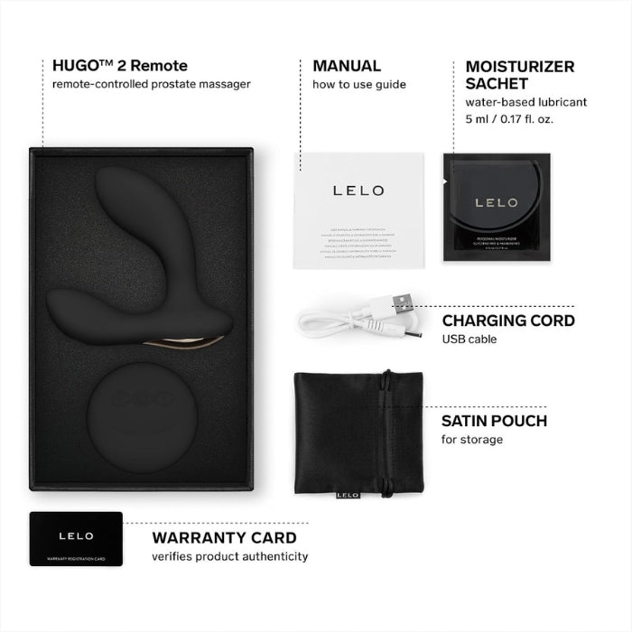 Lady Jane Adult Sex Shop | Lelo Hugo 2 Prostate Massager with Remote - Black