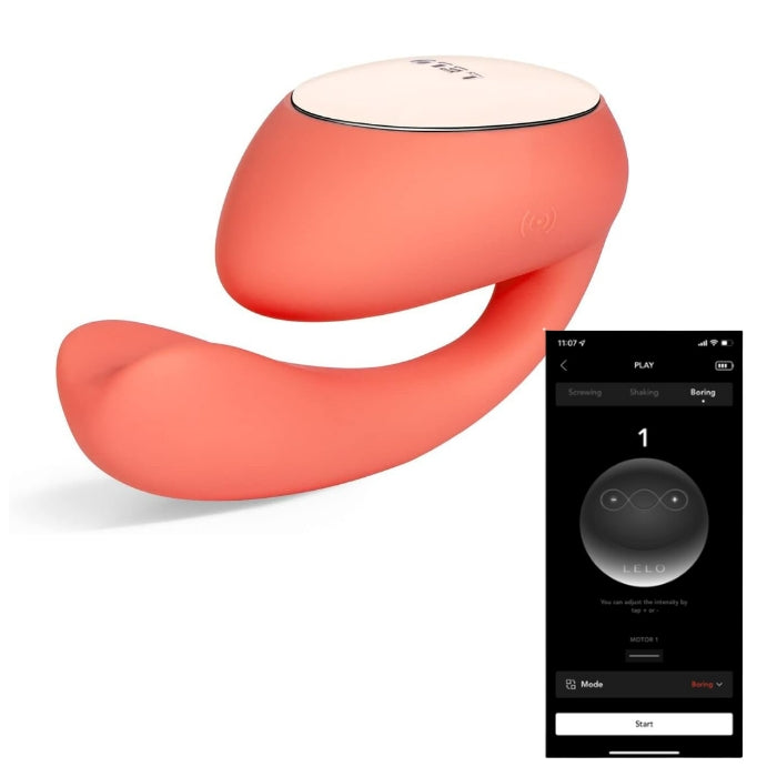 IDA Wave is an app-connected dual vibrator powered by 2 separate motors, created for those who like to build up to their orgasm gradually. The rotating, insertable tail stimulates the G-spot that mimics finger-like motion. At the same time, the larger tip brings satisfying vibrations to the clitoris. It features 4 default pleasure settings, which can be configured up to 10 using the designated LELO app. Waterproof and USB rechargeable.