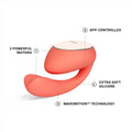 IDA Wave is an app-connected dual vibrator, made of extra soft silicone, with 2 powerful motors powered by wavemotion technology. Waterproof and USB rechargeable
