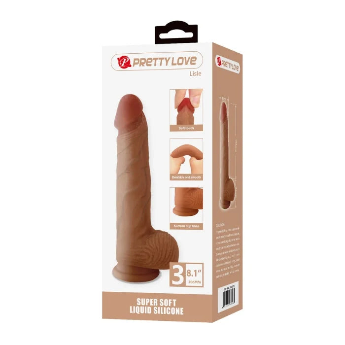 Lisle Bendable 8.1 inch premium silicone dildo with veiny shaft and scrotum