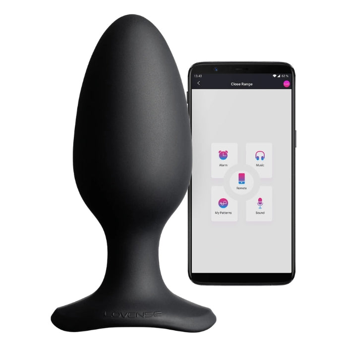 Lovense Hush 2 vibrating ana plug large 57mm black silicone with livense engraving