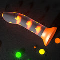 Luminous Bunny-Core silicone dildo with glowing orange flames and suction cup