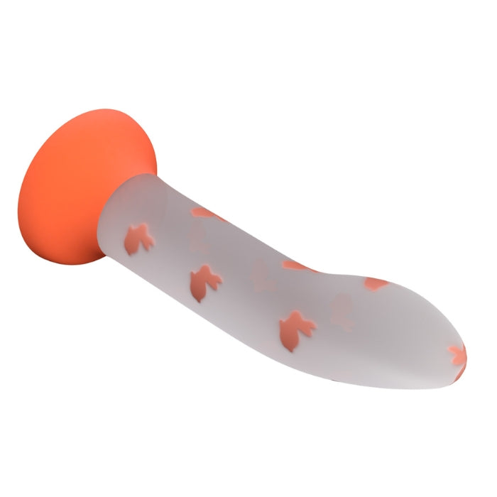 Luminous Bunny-Core silicone dildo with glow-in-the-dark orange suction cup base