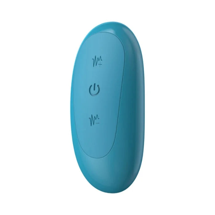 Teal oval remote control with power and wave buttons for luv inc cone ring anal plug from lady jane adult shop