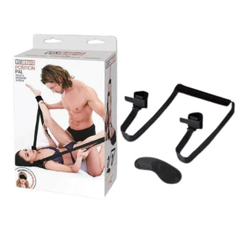 The Position Pal Bondage Accessory makes it easy to spread and lift the legs in the perfect position to reach all of your partner’s most pleasurable crevices. It has a padded headrest and fully adjustable ankle straps that’ll allow for penetration at the most pleasurable angles. Comes with black blindfold.