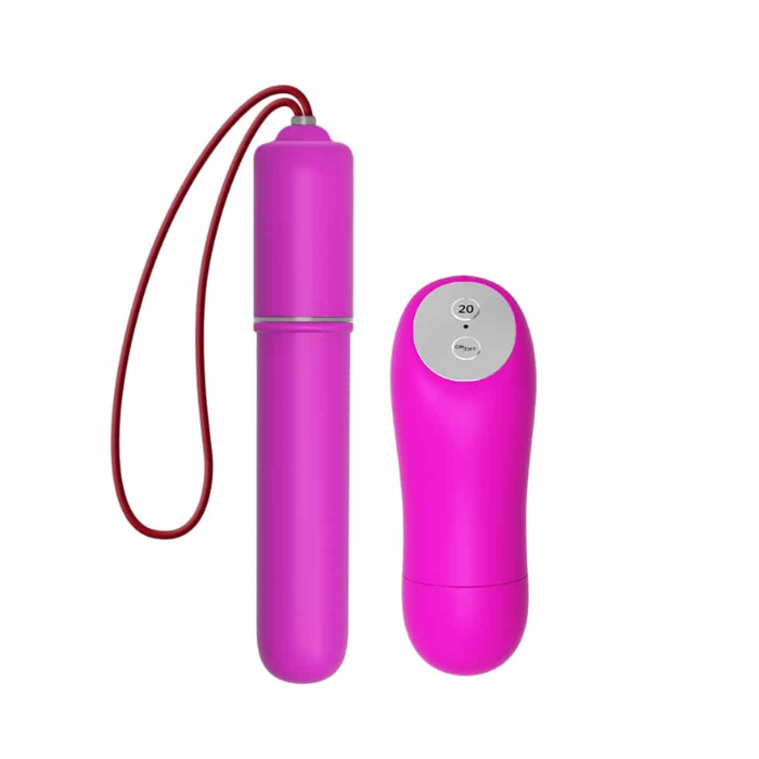 Magic X20 Mini pink bullet vibrator with remote and red strap