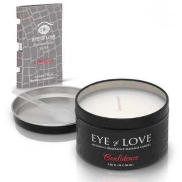 Black Eye of Love Confidence massage candle with white wax, 150ml