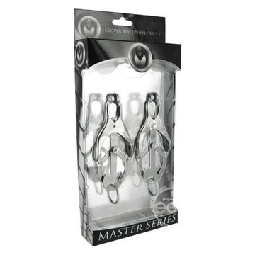 These unscrupulous chrome clover style clamps are ideal for solo play or with your thrill seeking partner. Simply pull the O ring and the clamps pressure becomes more intense. The O ring can be weighted, laced, and more. The clamps measure 7.5cm long and the chain give you 30cm to play with.