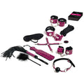 Pink leopard-print bondage set with black leather accents and metal hardware from lady jane adult shop