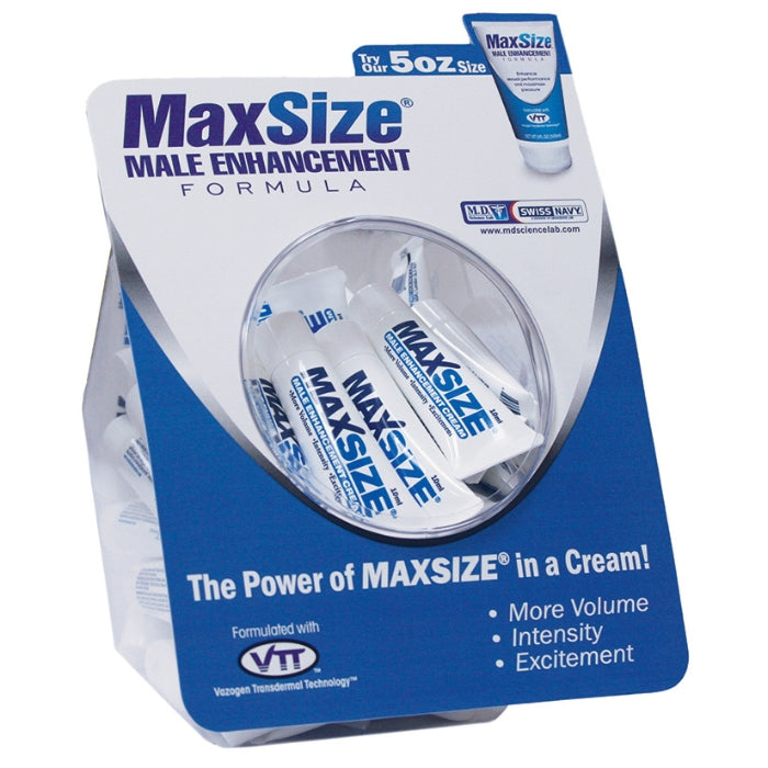 Max Size Cream is a male enhancement cream that provides immediate results. Max Size Cream significantly dilates blood vessels and capillaries. Users report increased sexual stamina and male enhancement without any side effects. Users convey a distinct sensation of pleasure and enhancement within moments of application. This non-oily, non-greasy formula may be enjoyed during sex by both partners, male and female. 10ml tube