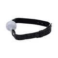Sex mischief lace silicone breathable ball gag with black lace strap and translucent white silicone breathable ball