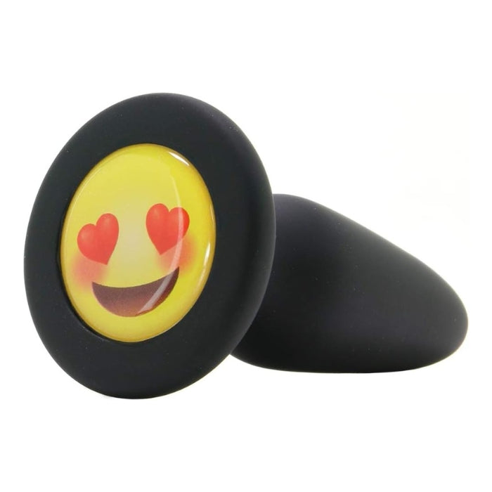 Express yourself with Moji’s slim-tapered medium anal plug made of silky-smooth, body-safe silicone. This plug has the ILY (I Love You) emoji face on the base with a yellow face, happy mouth and read heart eyes.