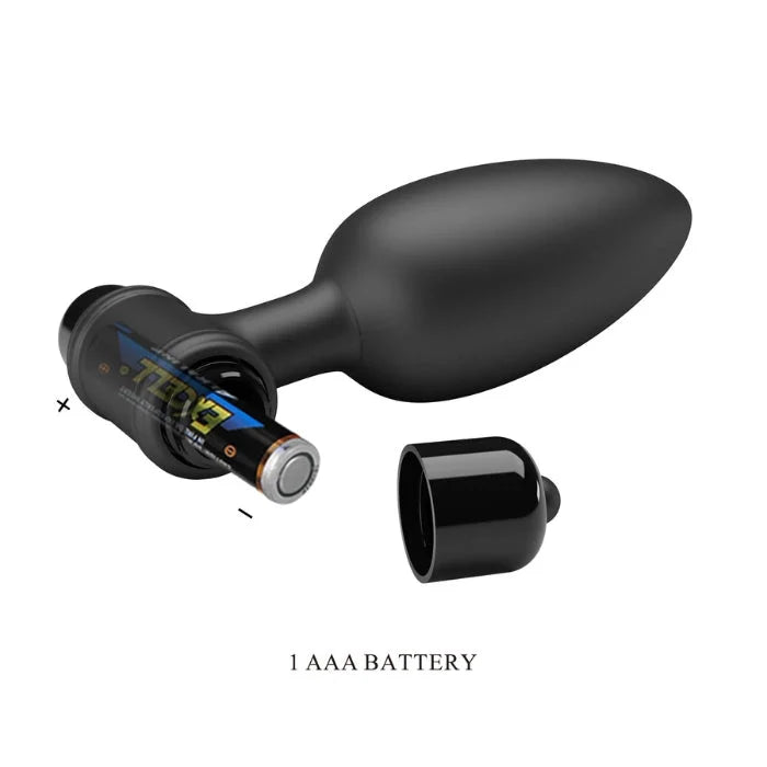 Mr Play Vibrating Anal Plug Large Black with tapered tip