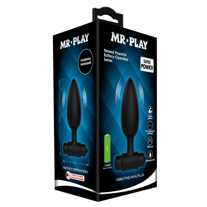 Large black Mr Play vibrating anal plug with tapered tip