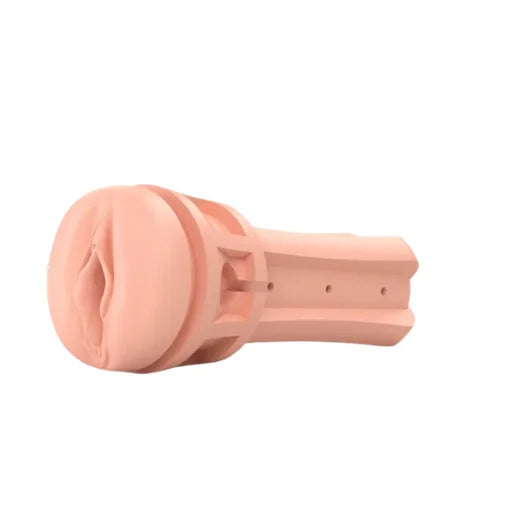 Pink silicone mystim opus cock ring with textured ribs and three side holes for body hugging fit from lady jane adult shop