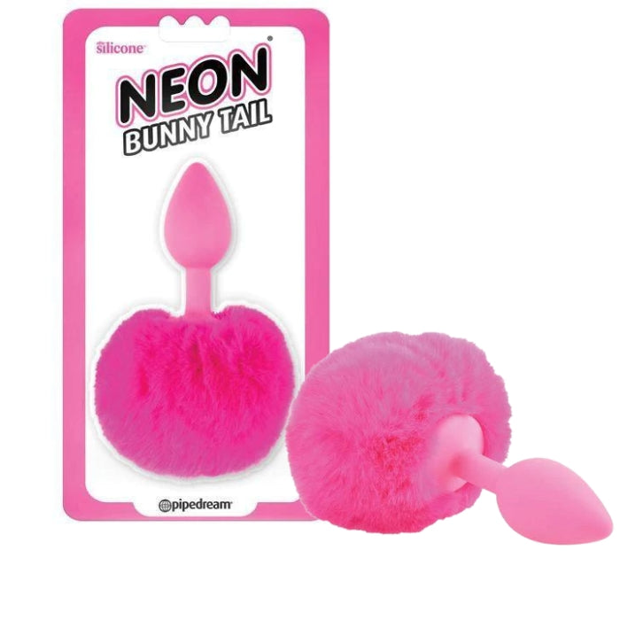 Neon Bunny Tail Butt Plug, comes in a gorgeous neon pink. Made from super-smooth flexible silicone, the tapered tip inserts easily and the slender shape provides exciting pleasure. The fluffy Bunny tail ensures it won't slip too far inside