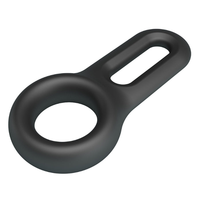 Oniel Crazy Bull black silicone cock ring with handle extension