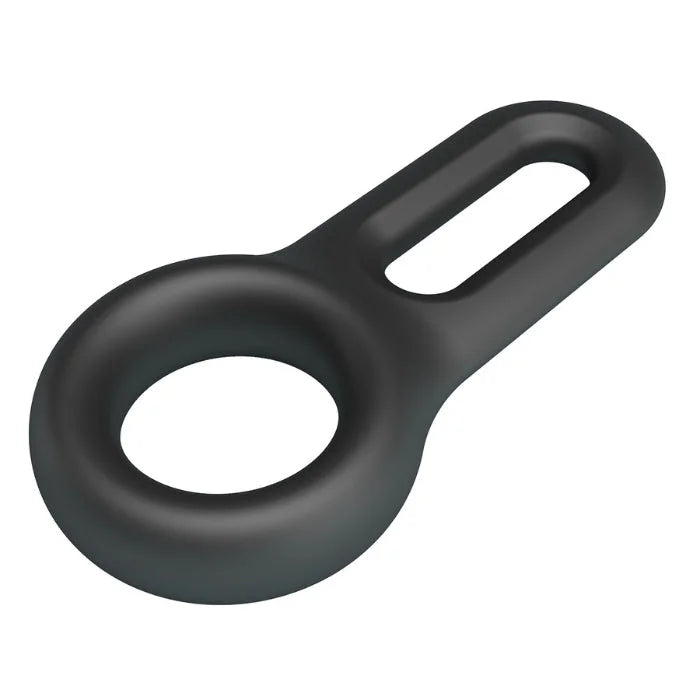 Oniel Crazy Bull black silicone cock ring with handle extension