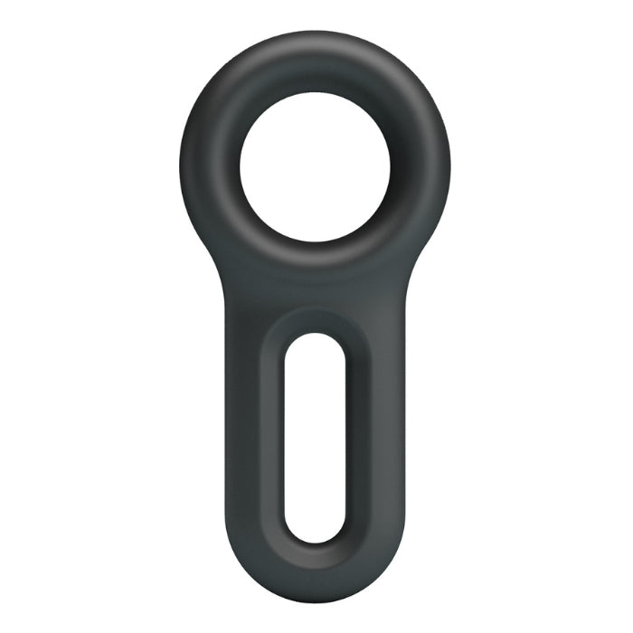 Oniel Crazy Bull cock ring in black silicone with matte finish and oval cutout