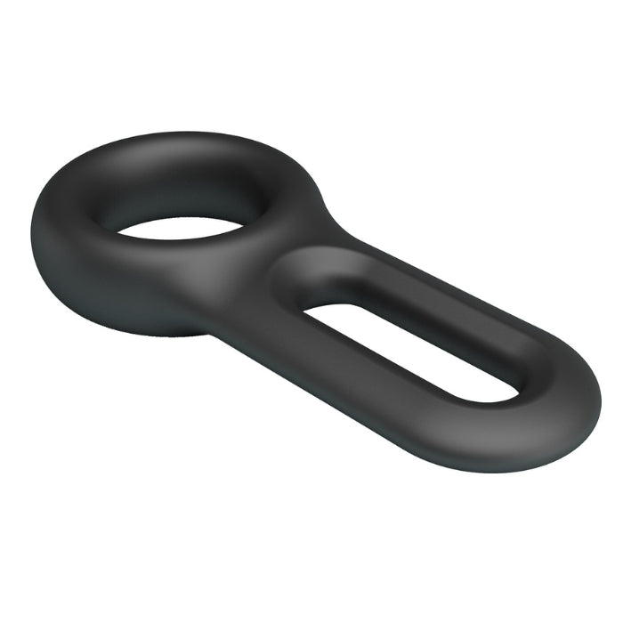 Oniel Crazy Bull cock ring in black silicone with oval shape and openings