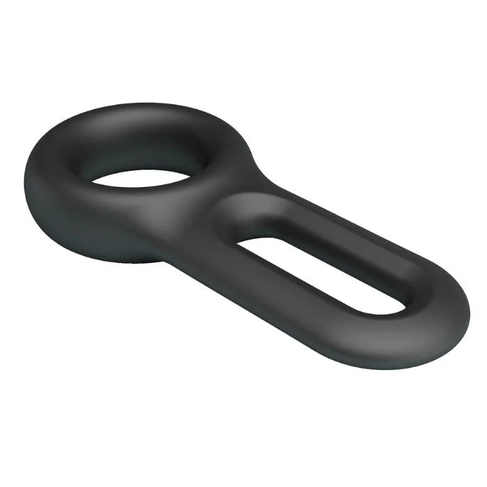 Oniel Crazy Bull cock ring in black silicone with oval shape and openings