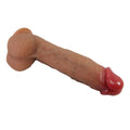 Tan Orton Bendable 9.2 Inch Premium Silicone Dildo with Red Tip and Suction Cup Base