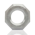 Silver octagonal oxballs humpx stretchy steel ring engraved with humpx and oxballs for flexible comfort wear