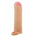 Beige silicone extension sleeve with pink tip from Lady Jane Adult Shop