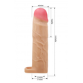 Beige silicone dildo with pink tip, 195mm, integrated NV light from Lady Jane Adult Shop