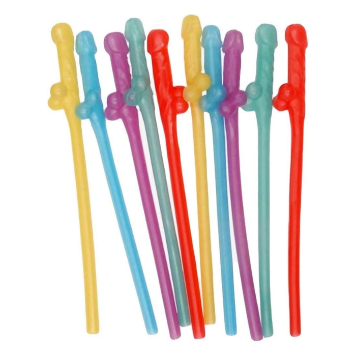 Lady Jane Adult Sex Shop | Penis Straw Pack of 10 - Assorted Colours | Adult Games, Category_Novelty & Games, Other,
