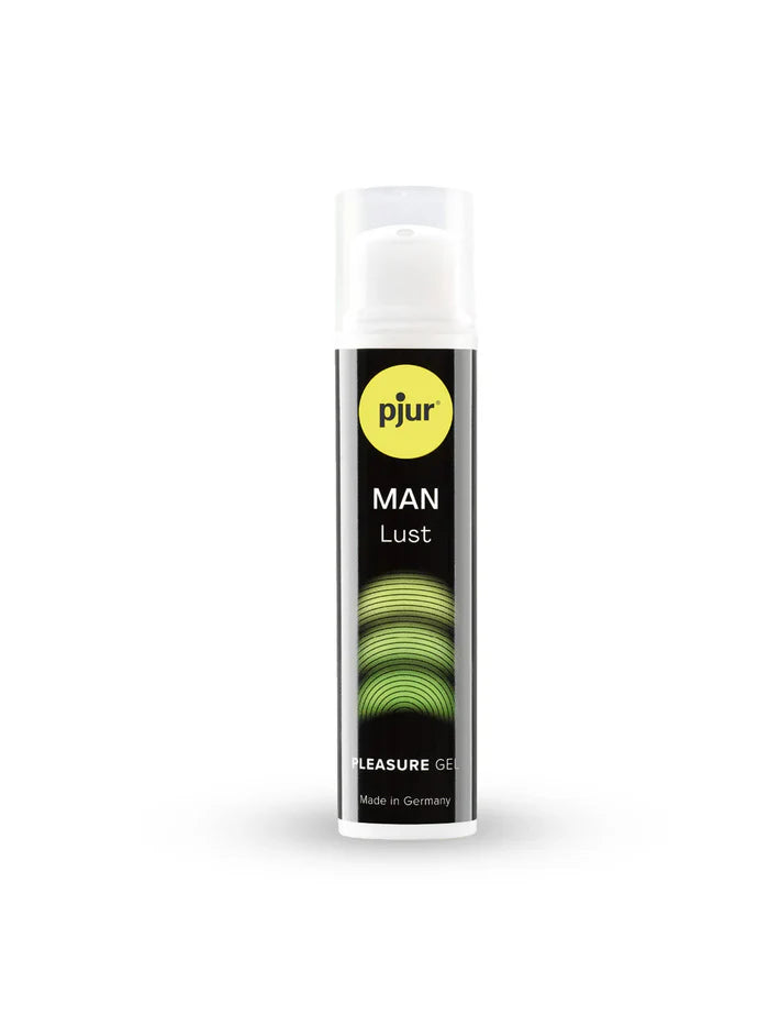 Pjur Man Lust pleasure gel in 15ml black green pump bottle