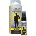 Pjur superhero strong delay spray in a sleek silver black aerosol with yellow accents reduces sensitivity