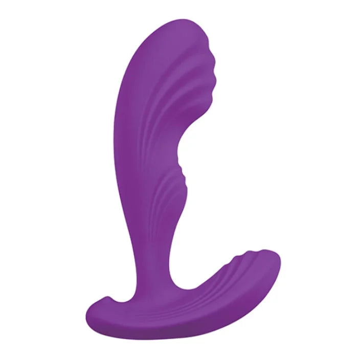 Purple silicone vibrating prostate massager small with curved ergonomic design and textured ridges from lady jane adult shop