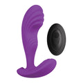 Purple silicone remote-controlled anal vibrator with black oval power button from lady jane adult shop