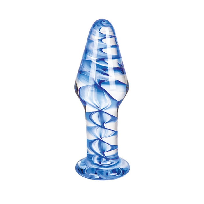 Pleasures Crystal Lux transparent glass butt plug with tapered tip