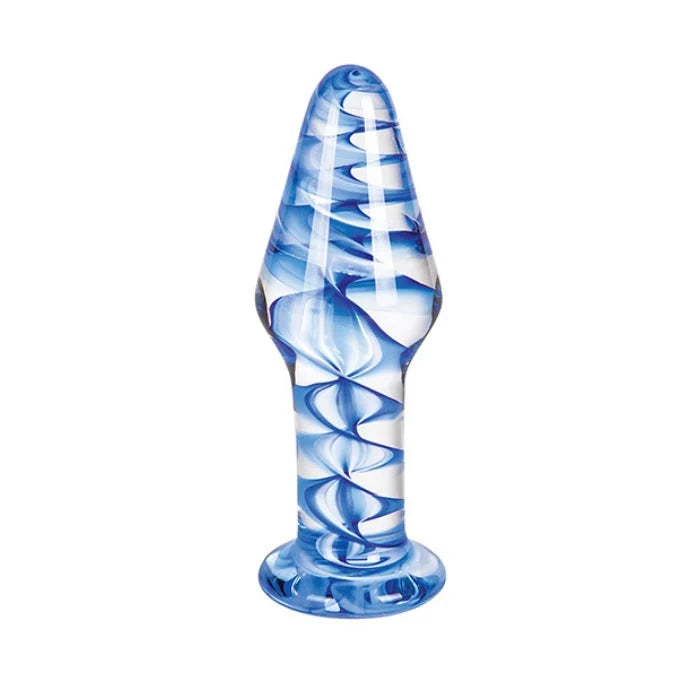 Pleasures Crystal Lux transparent glass butt plug with tapered tip