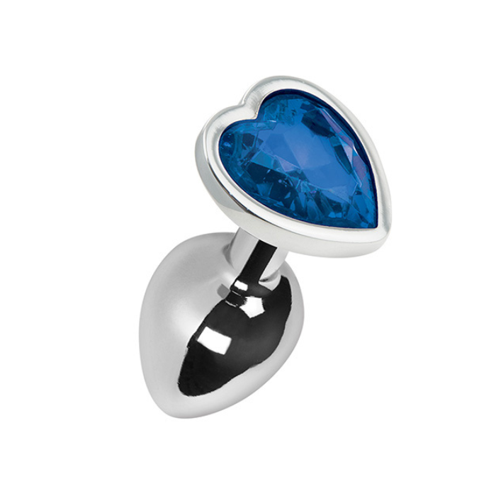 Small Pleasures Ella silver-plated anal plug with blue heart-shaped base