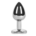Small Pleasures Ella blue heart-shaped base chrome anal plug