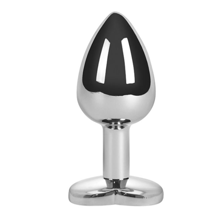 Small Pleasures Ella blue heart-shaped base chrome anal plug