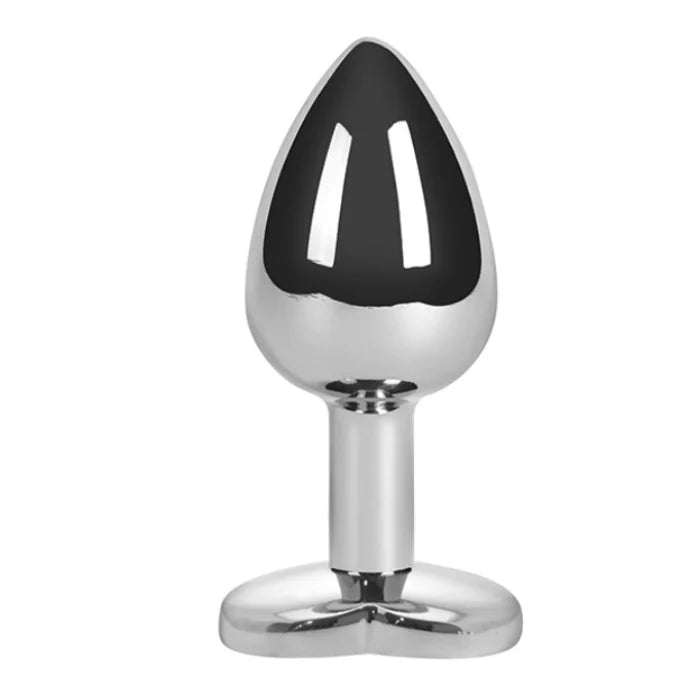 Small Pleasures Ella blue heart-shaped base chrome anal plug