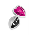 Shiny silver Ella Pink Heart anal plug with pink faceted gemstone