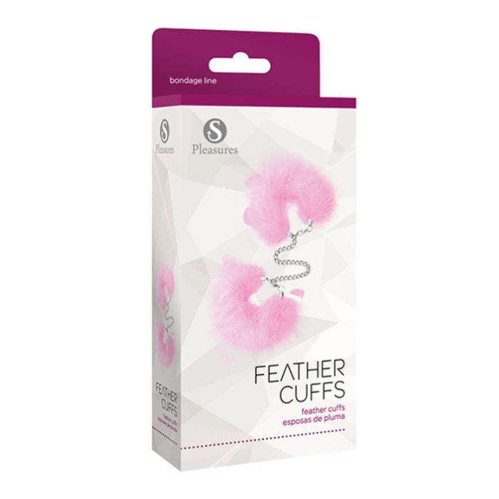Pink Pleasures Feather Handcuffs with adjustable straps from Lady Jane adult shop