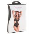 Black lace bodysuit pleasures floral sheer teddy black in a sleek design available at lady jane adult shop