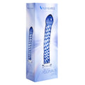 Pleasures glass crystal dildo blue made of body safe borosilicate glass with twisted pattern crystal aquarius design