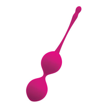 Vibrant pink Pleasures Love Balls silicone egg toy with handle